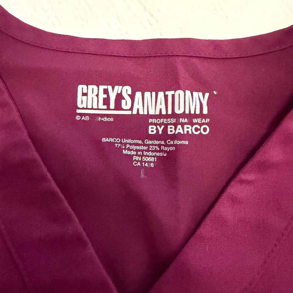Greys Anatomy by Barco Women Mock Wrap Scrub Top Beet Purple 4153 Large - Picture 3 of 7